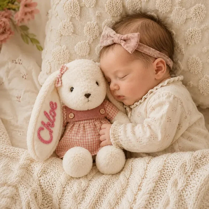 Custom Name Bunny Plush | Personalized Stuffed Rabbit for Baby Shower Gifts & Nursery Decor