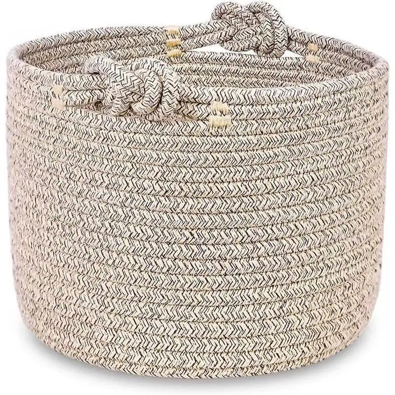 Personalized Embroidered Name Custom Woven Cotton Rope Bag Baby Storage Basket