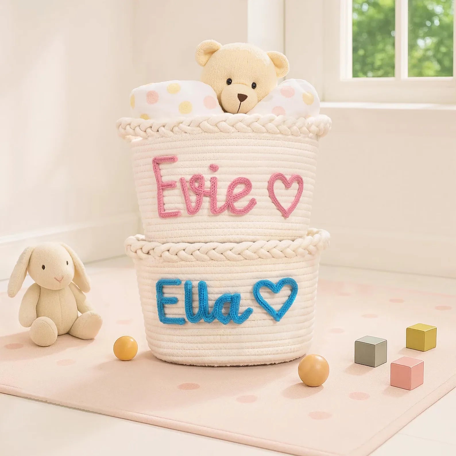 Personalized Custom Baby and Pet Dog Toy Basket