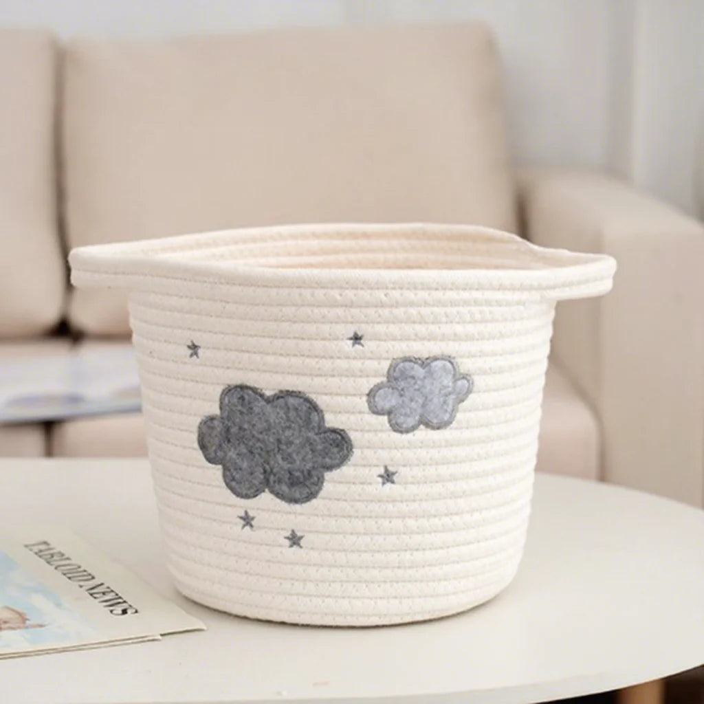 Modern Minimalist Woven Cotton Rope Basket | Neutral Nursery Storage Organizer