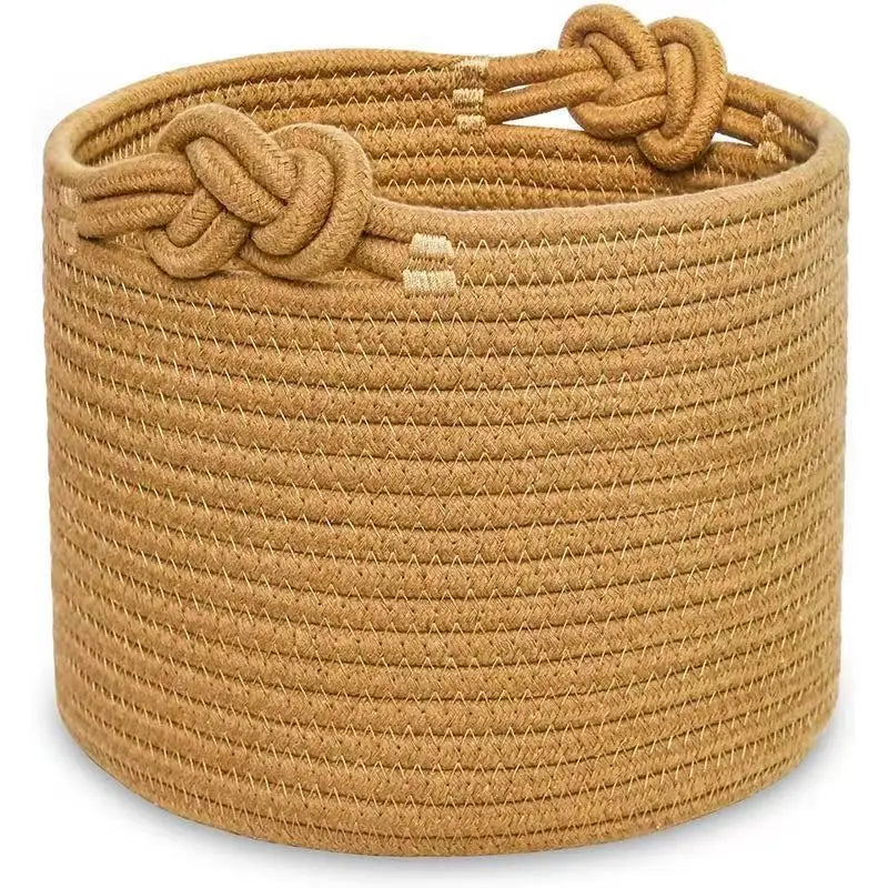 Personalized Embroidered Name Custom Woven Cotton Rope Bag Baby Storage Basket