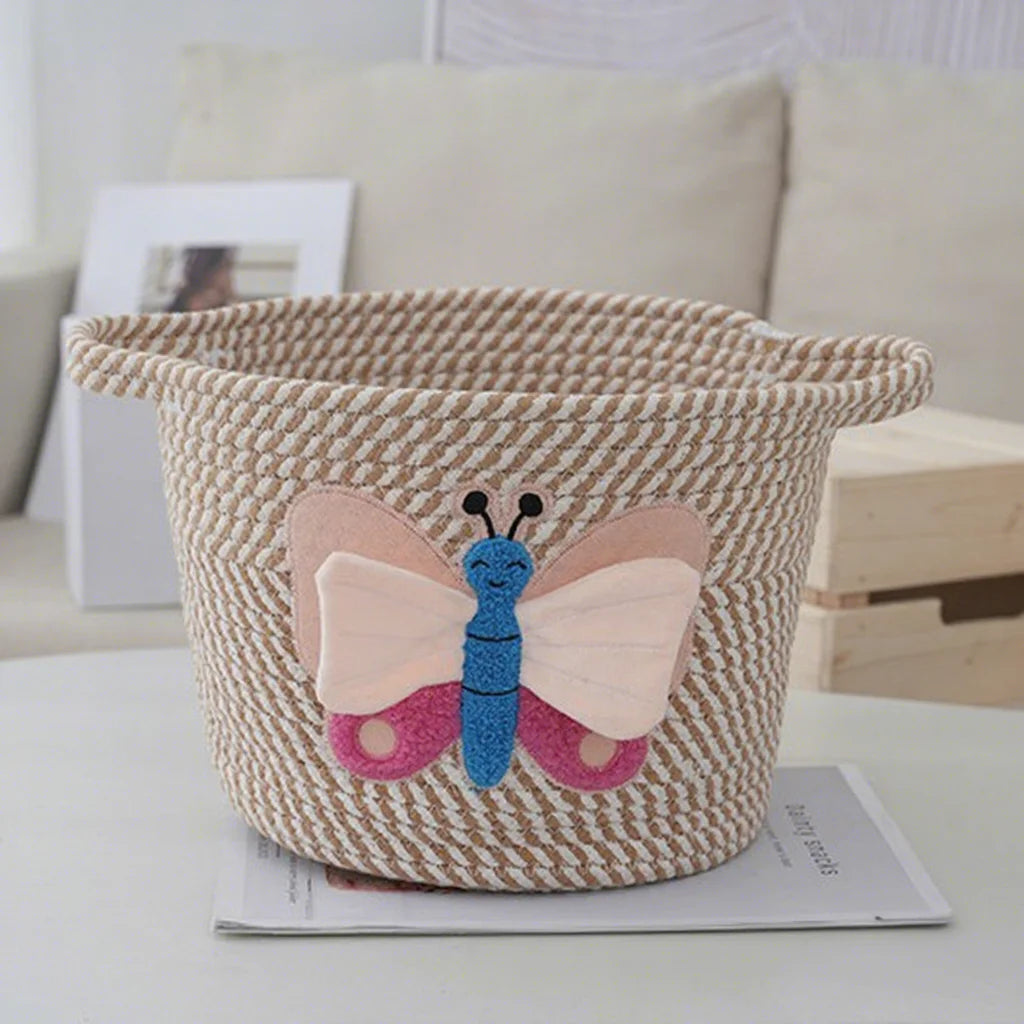 Modern Minimalist Woven Cotton Rope Basket | Neutral Nursery Storage Organizer