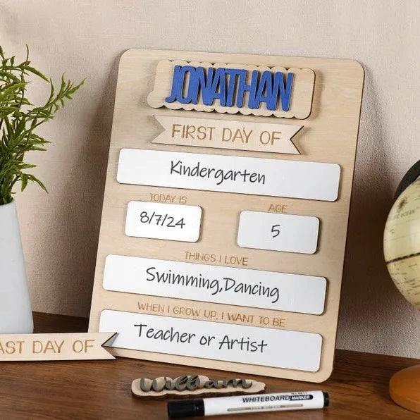 Back School Classic Double-Layer Wooden Sign | Personalized Name First Day of School