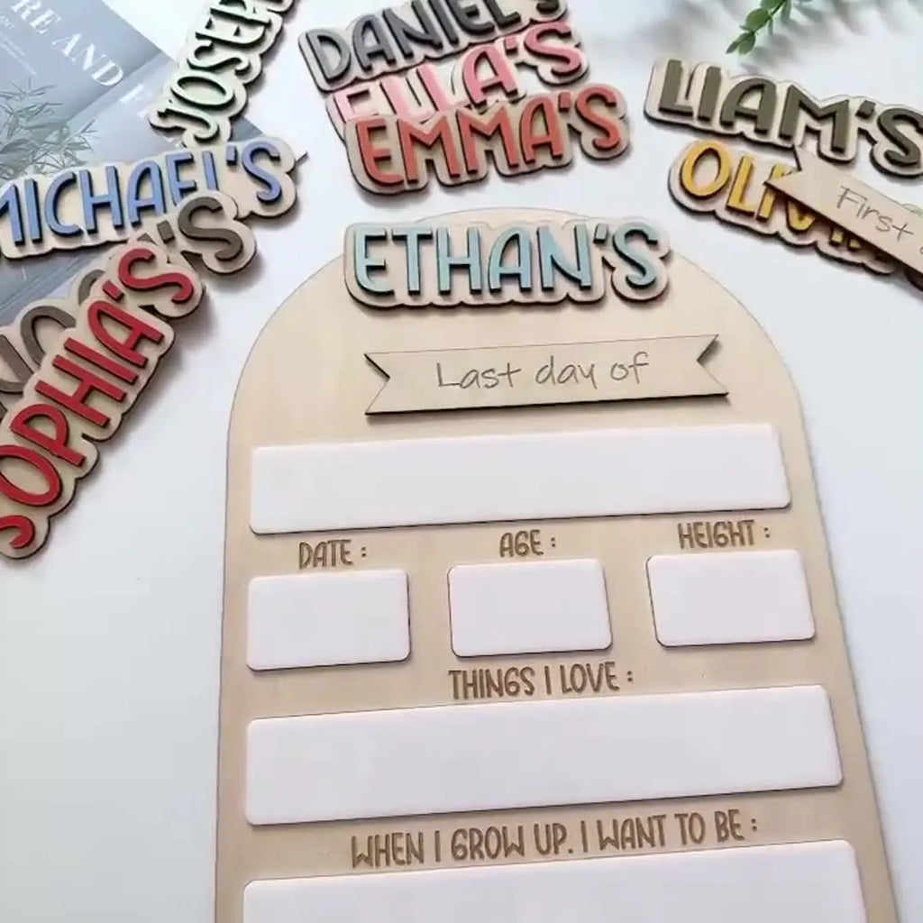 Back School Classic Double-Layer Wooden Sign | Personalized Name First Day of School