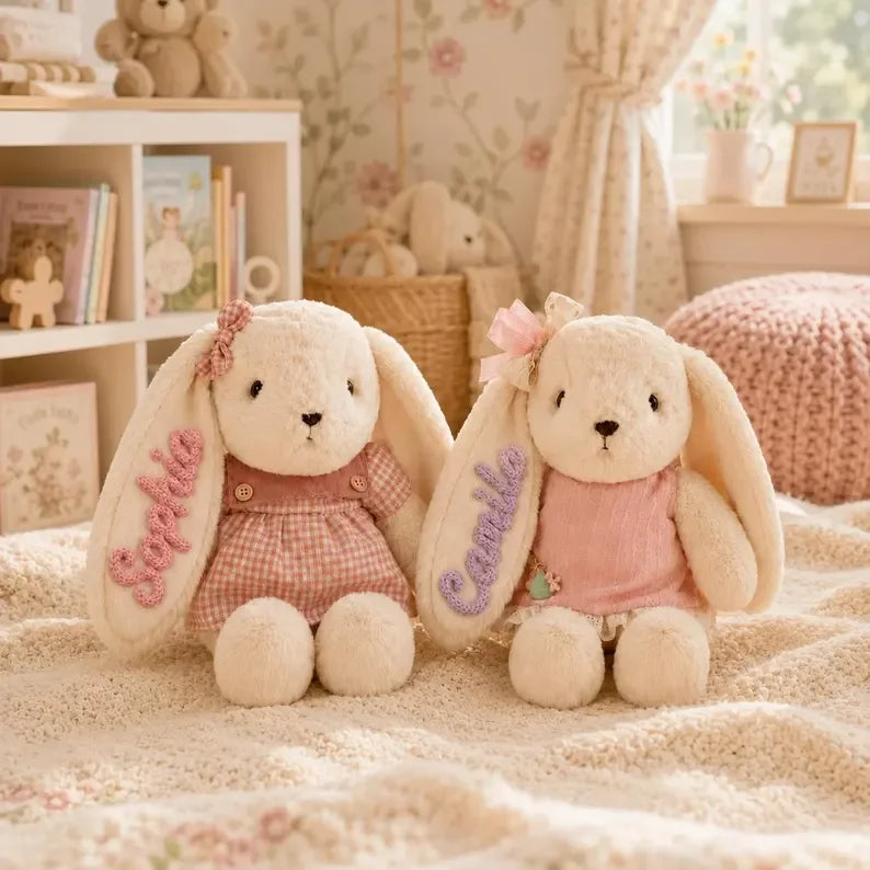 Custom Name Bunny Plush | Personalized Stuffed Rabbit for Baby Shower Gifts & Nursery Decor