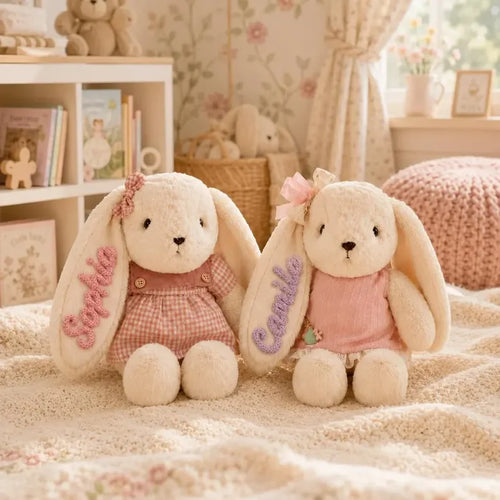 Custom Name Bunny Plush | Personalized Stuffed Rabbit for Baby Shower Gifts & Nursery Decor