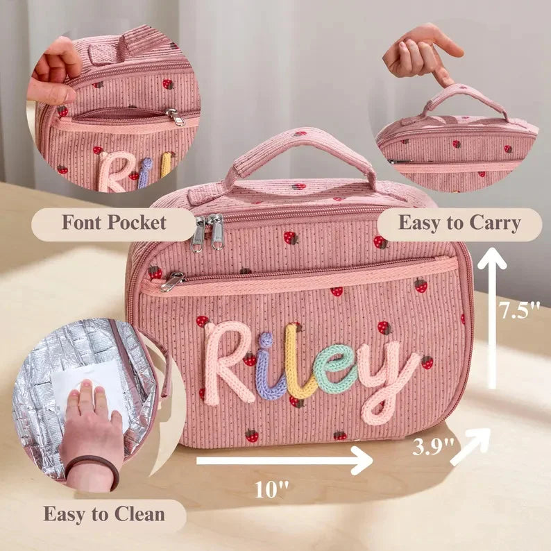 Personalized Insulated Lunch Bag | Waterproof Kids School Lunch Box with Custom Name