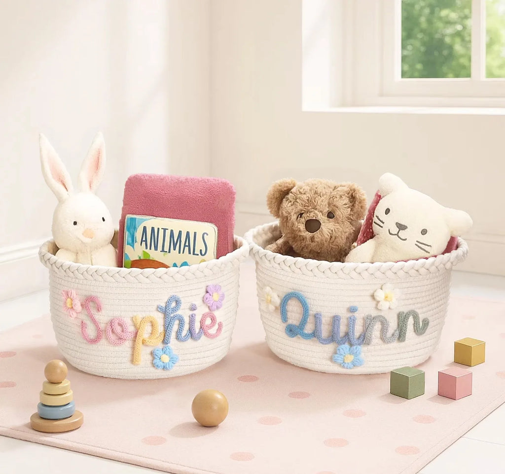 Personalized Custom Baby and Pet Dog Toy Basket
