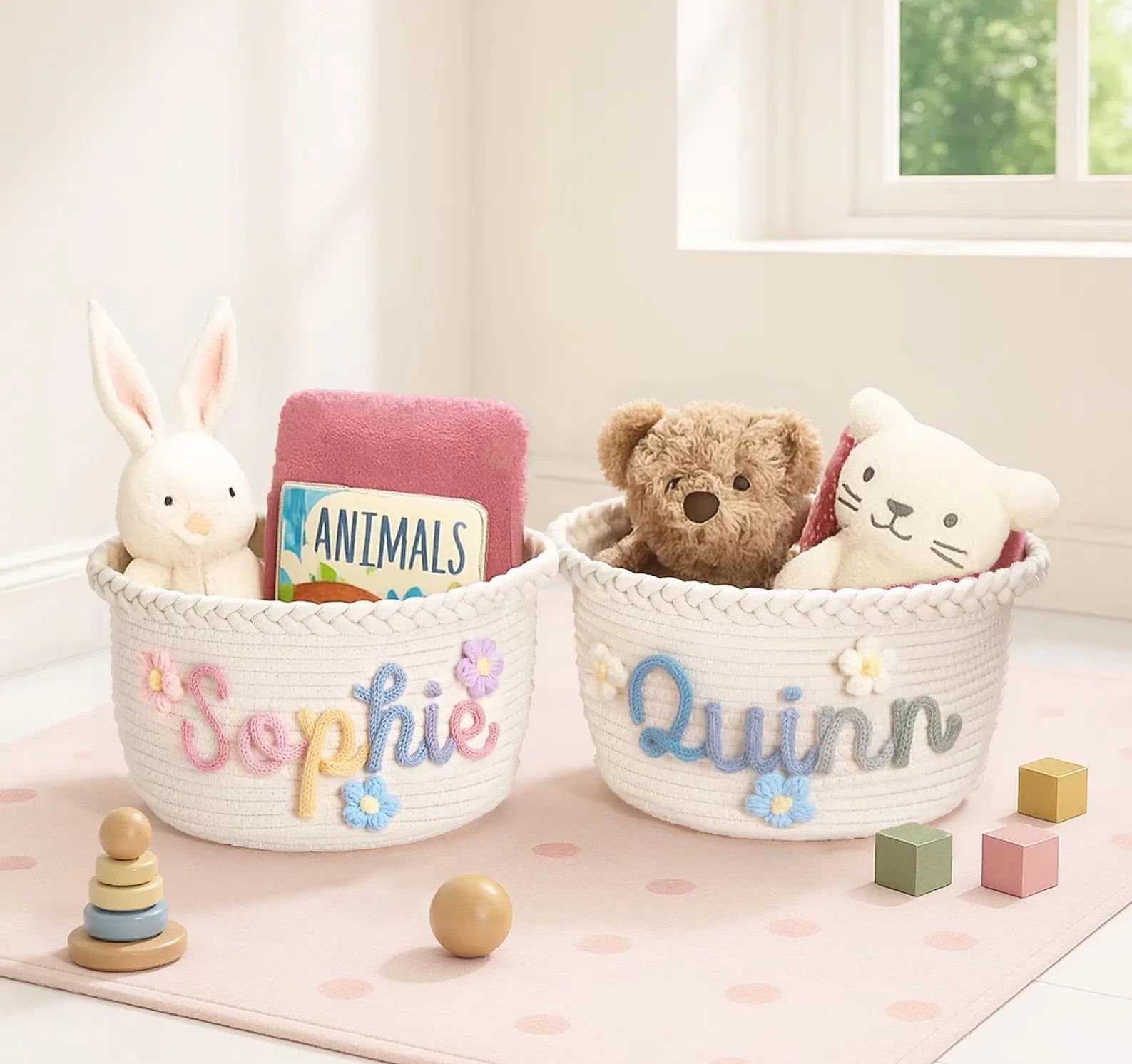 Personalized Custom Baby and Pet Dog Toy Basket