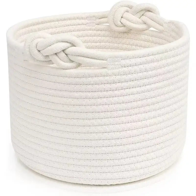 Personalized Embroidered Name Custom Woven Cotton Rope Bag Baby Storage Basket