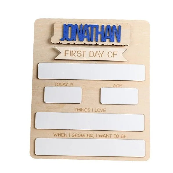 Back School Classic Double-Layer Wooden Sign | Personalized Name First Day of School