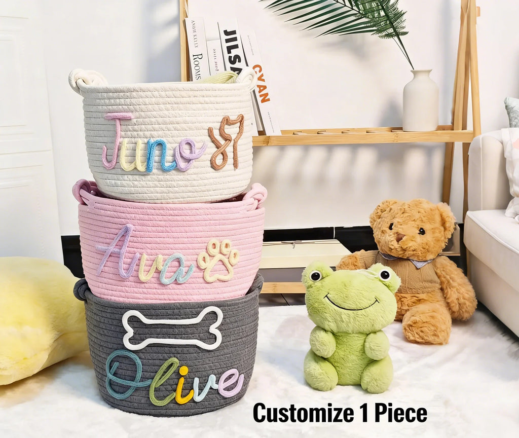 Personalized Custom Baby and Pet Dog Toy Basket